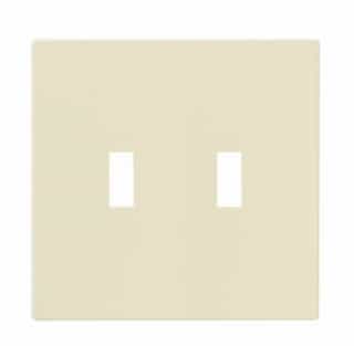 2-Gang Toggle Wall Plate, Mid-Size, Screwless, Almond