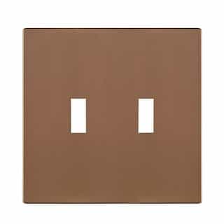 Eaton Wiring 2-Gang Toggle Wall Plate, Mid-Size, Screwless, Polycarbonate, Brushed Bronze