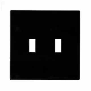 Eaton Wiring 2-Gang Toggle Wall Plate, Mid-Size, Screwless, Polycarbonate, Black