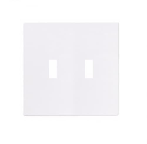2-Gang Toggle Wall Plate, Mid-Size, Screwless, White