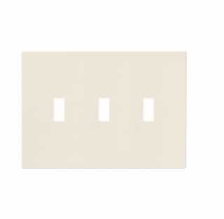 3-Gang Toggle Wall Plate, Mid-Size, Screwless, Light Almond