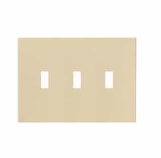 3-Gang Toggle Wall Plate, Mid-Size, Screwless, Ivory