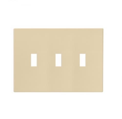 Eaton Wiring 3-Gang Toggle Wall Plate, Mid-Size, Screwless, Ivory