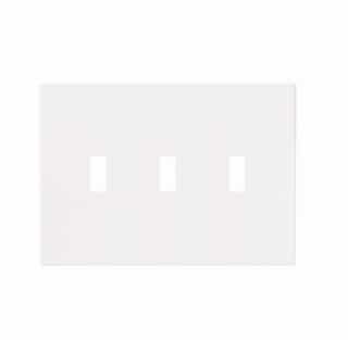 3-Gang Toggle Wall Plate, Mid-Size, Screwless, White