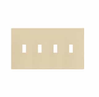 4-Gang Toggle Wall Plate, Mid-Size, Screwless, Ivory