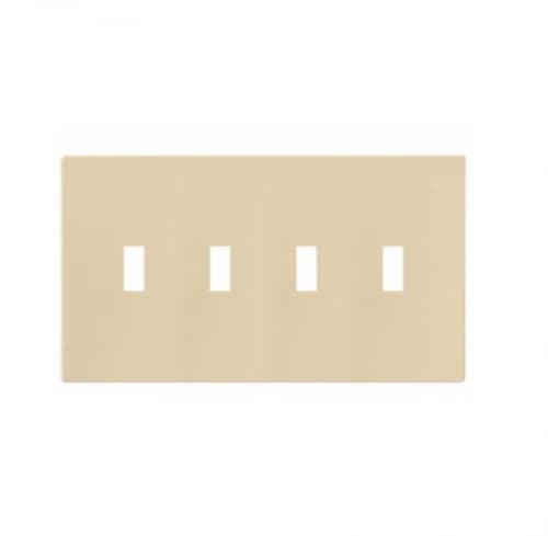 Eaton Wiring 4-Gang Toggle Wall Plate, Mid-Size, Screwless, Ivory