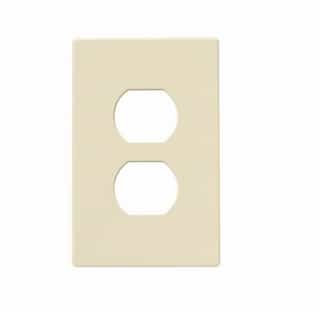 1-Gang Duplex Receptacle Wall Plate, Mid-Size, Screwless, Almond