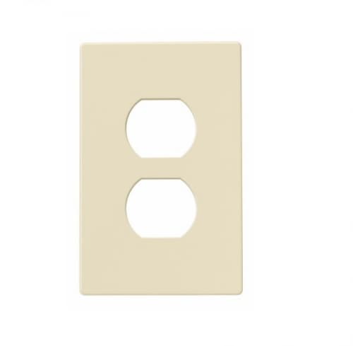 Eaton Wiring 1-Gang Duplex Receptacle Wall Plate, Mid-Size, Screwless, Almond