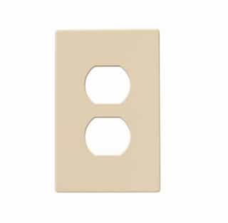 1-Gang Duplex Receptacle Wall Plate, Mid-Size, Screwless, Ivory