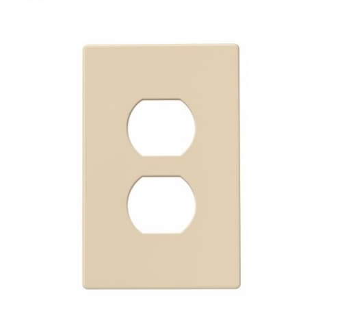 Eaton Wiring 1-Gang Duplex Receptacle Wall Plate, Mid-Size, Screwless, Ivory