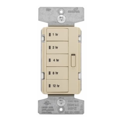 Eaton Wiring 1800W Hour Timer, 5-Button, Single-Pole, Ivory
