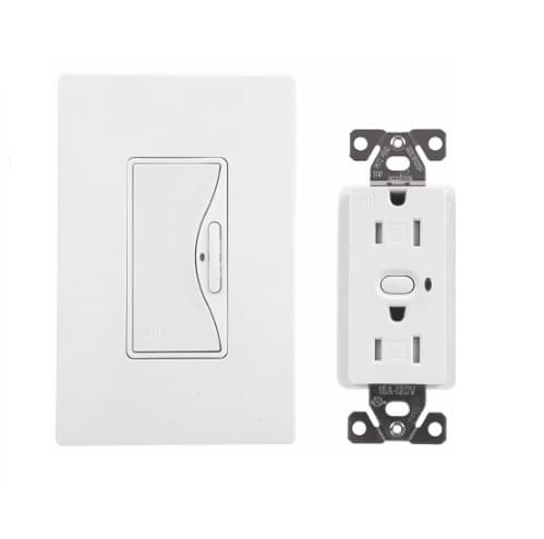 Eaton Wiring 15 Amp Anyplace Switch w/ Z-Wave Receptacle, Battery Operated, Alpine White