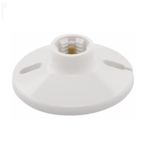 660W Ceiling Lamp Holder, Medium Base, Thermoset, Keyless Switch, White