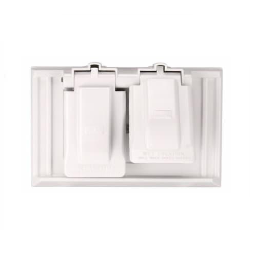 1-Gang Duplex Receptacle Cover, Self-Closing, White