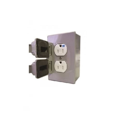 15 Amp Weather Proof Duplex Receptacle Cover Kit, Tamper Resistant, Gray