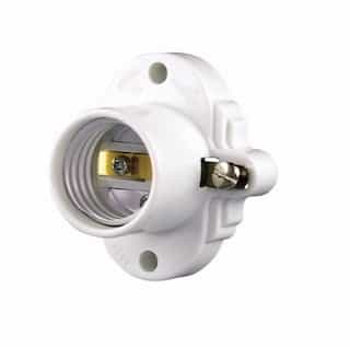 660W Lampholder w/ Keyless Socket, Medium Base, 250V, White 