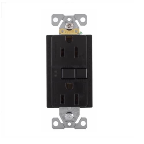 Eaton Wiring 15 Amp Duplex GFCI Receptacle Outlet, Mid-Size, Black