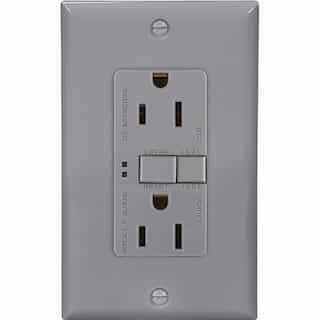 Eaton Wiring 15 Amp Duplex GFCI Receptacle Outlet, Gray