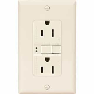 15 Amp Duplex GFCI Receptacle Outlet w/ Mid-Size Wallplate, Light Almond