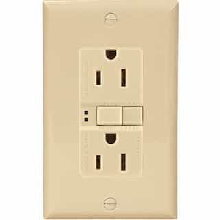 15 Amp Duplex GFCI Receptacle Outlet, Ivory, Pack of 50