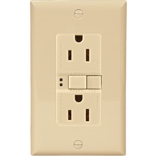 15 Amp Duplex GFCI Receptacle Outlet, Ivory, Pack of 50