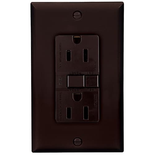 20 Amp Duplex GFCI Receptacle Outlet, Brown, Pack of 50