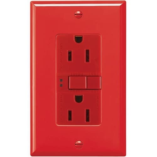 Eaton Wiring 20 Amp Duplex GFCI NAFTA-Compliant Receptacle Outlet, Red