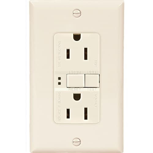 Eaton Wiring 20 Amp Duplex GFCI Receptacle Outlet, Light Almond