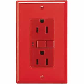 Eaton Wiring 20 Amp Duplex GFCI Receptacle Outlet, Red