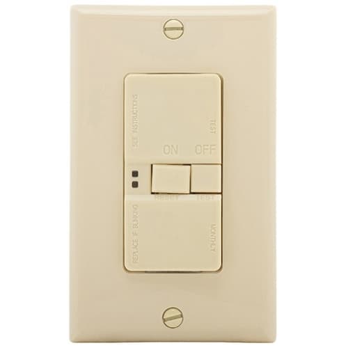 20 Amp Blank Face GFCI Receptacle Outlet, Ivory