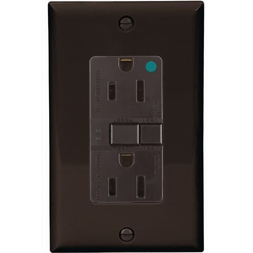 Eaton Wiring 15 Amp Hospital Grade GFCI Receptacle Outlet, Brown
