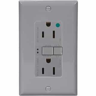 15 Amp Hospital Grade GFCI Receptacle Outlet, Gray
