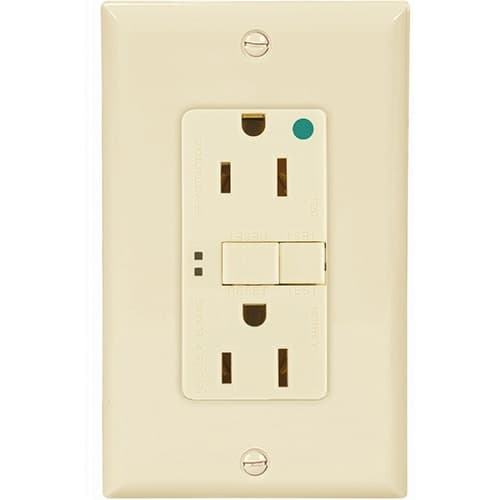 Eaton Wiring 15 Amp Hospital Grade GFCI Receptacle Outlet, Light Almond