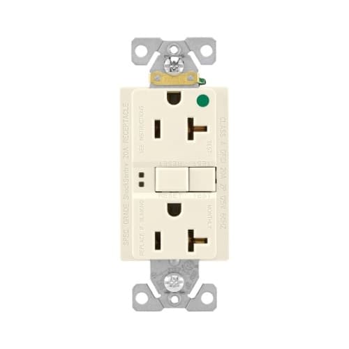 Eaton Wiring 20 Amp Hospital Grade GFCI Receptacle Outlet, Light Almond