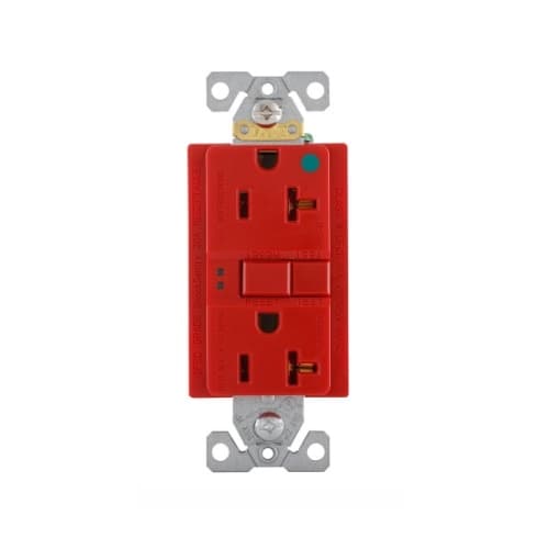 Eaton Wiring 20 Amp Hospital Grade GFCI Receptacle Outlet, Red