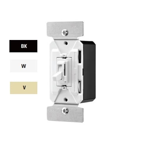 120V 3-Way Dimmer w/ Color Kit, Black, White, and Ivory, Single Pole