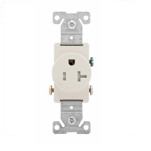 Eaton Wiring 20 Amp Single Receptacle, Tamper Resistant, 2-Pole, #14-10 AWG, Light Almond