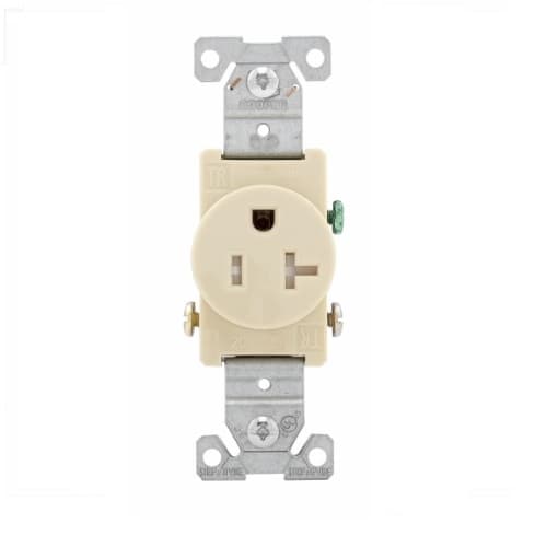 Eaton Wiring 20 Amp Single Receptacle, Tamper Resistant, 2-Pole, #14-10 AWG, Ivory