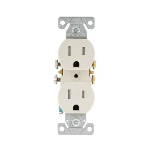 Eaton Wiring 15 Amp Duplex Receptacle, Tamper Resistant, 2-Pole, #14-10 AWG, Light Almond