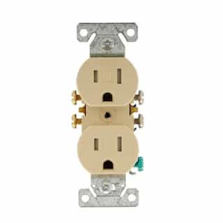 Eaton Wiring 15A TR Duplex Standard Receptacle, 2P3W, #14-10 AWG, 125V, Ivory