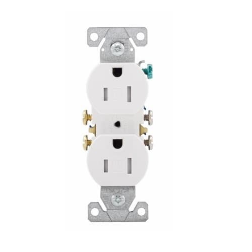 Eaton Wiring 15 Amp TR Duplex Receptacle, 2-Pole, 3-Wire, #14-10, 5-15R, 125V, WHT