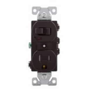Eaton Wiring 15 Amp Combination Switch, Tamper Resistant, Brown