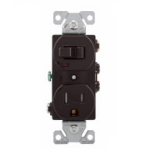 15 Amp Combination Switch, Tamper Resistant, Brown