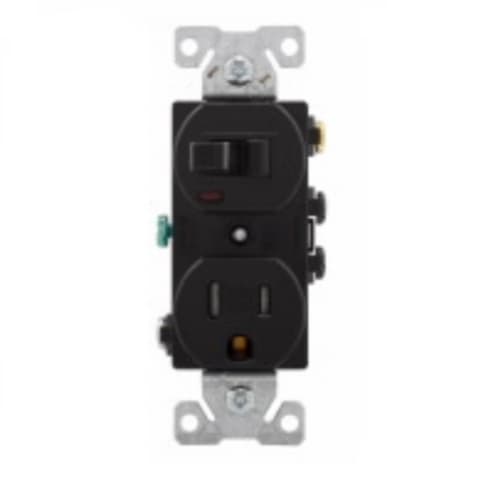 15 Amp Combination Switch, Tamper Resistant, Black