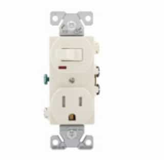 15 Amp Combination Switch, Tamper Resistant, Light Almond