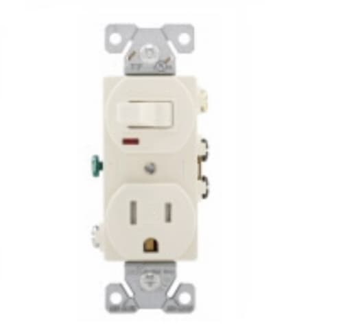 Eaton Wiring 15 Amp Combination Switch, Tamper Resistant, Light Almond