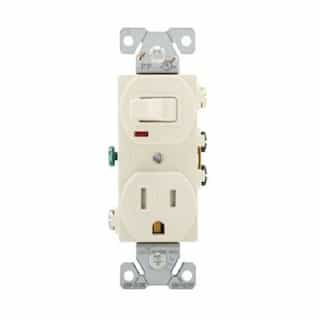 Eaton Wiring 15A TR Switch/Duplex Combo Receptacle, 1-Pole, #14-12 AWG, 125V, LA