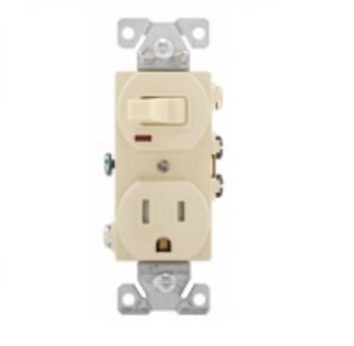 15 Amp Combination Switch, Tamper Resistant, Ivory