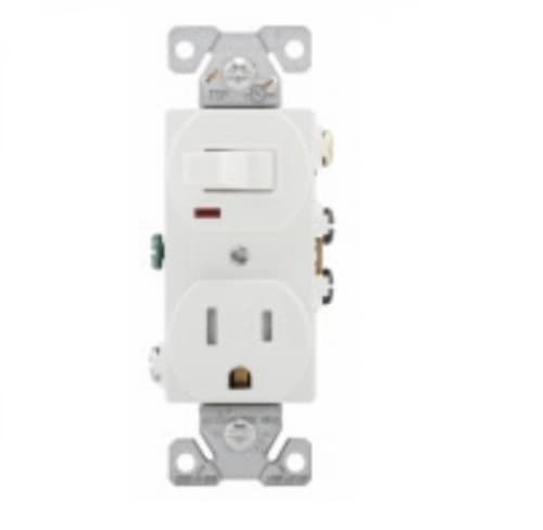 15 Amp Combination Switch, Tamper Resistant, White