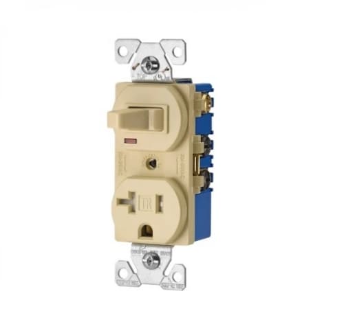 20 Amp Combination Switch, Tamper Resistant, Ivory